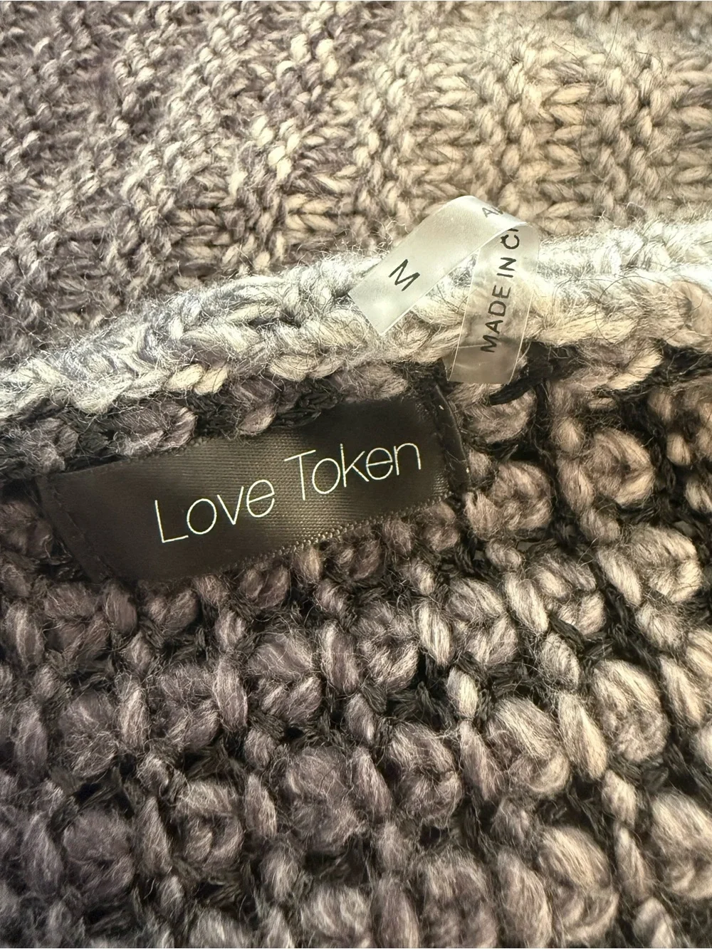 Love Token Open Knit Hooded Sweater